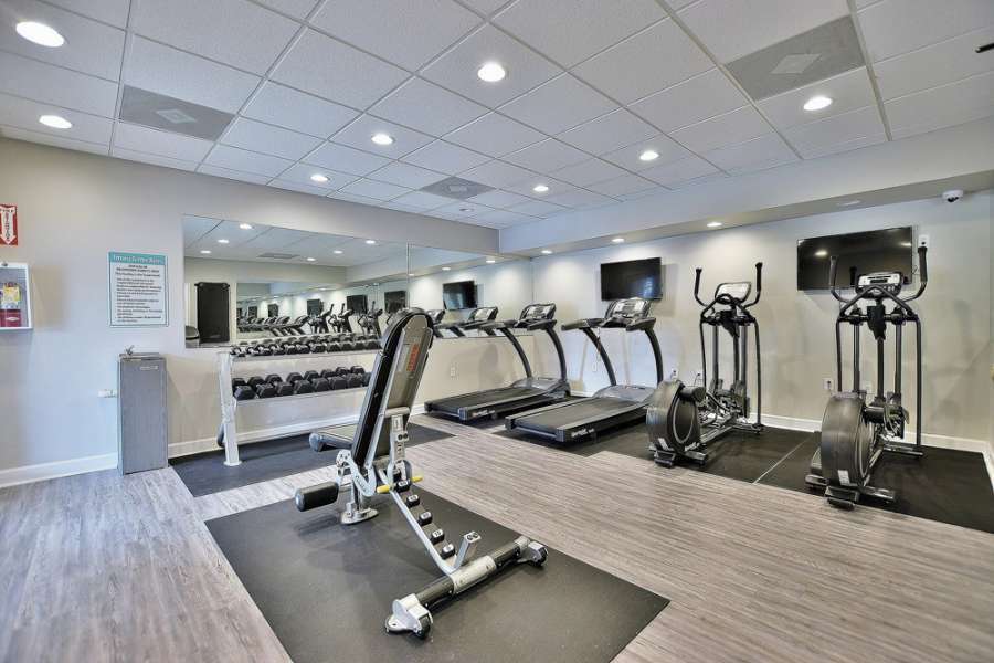 a room with exercise equipment